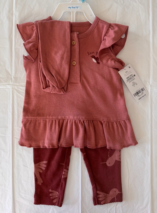 Carters Burgundy 3 Piece Set (6M)
