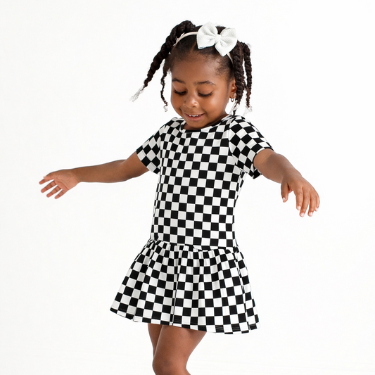 Midnights Checks Bodysuit Twirl Dress