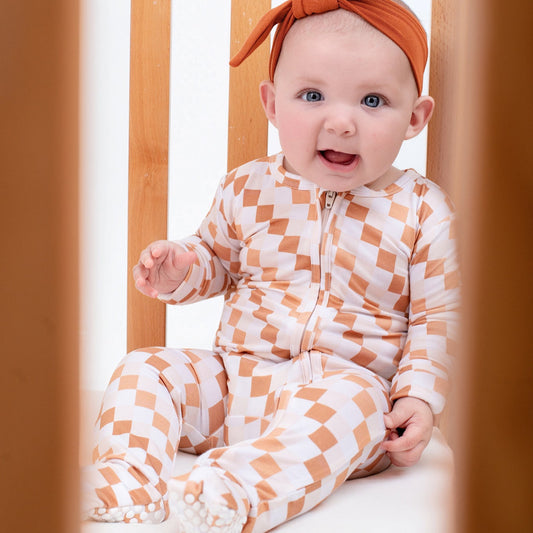 Vanilla Checks Zippy Romper
