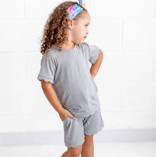 Slate Scallop Shorts Sets