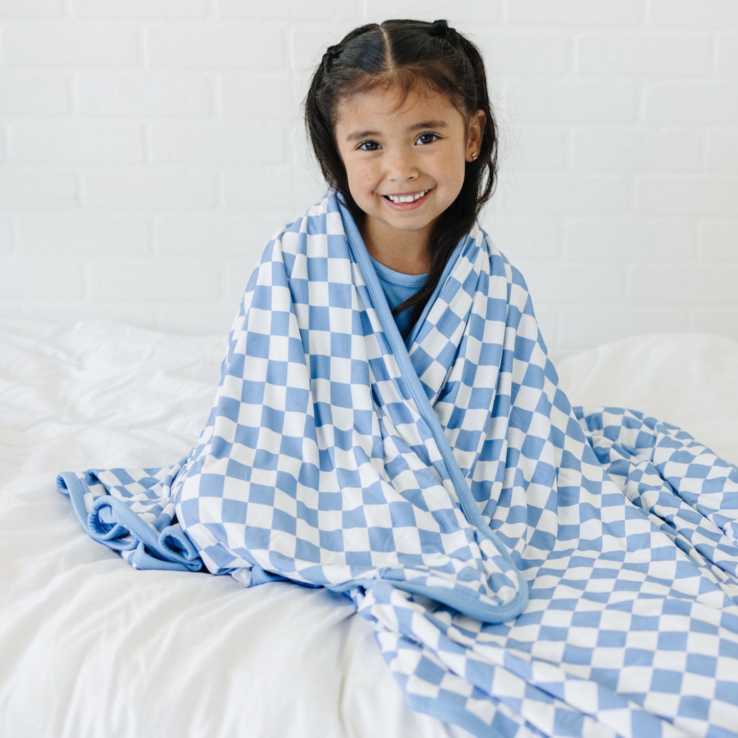 Azure Checks Jumbo Triple Layer Bamboo Blanket