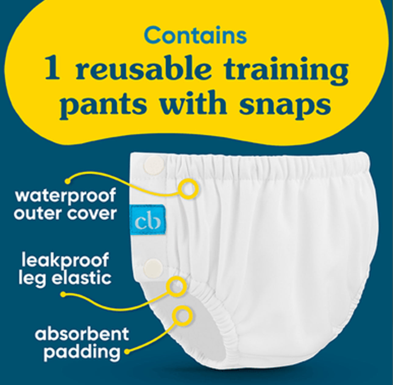 Charlie Banana 1 Reusable Cloth TRAINING PANTS (XL) WHITE