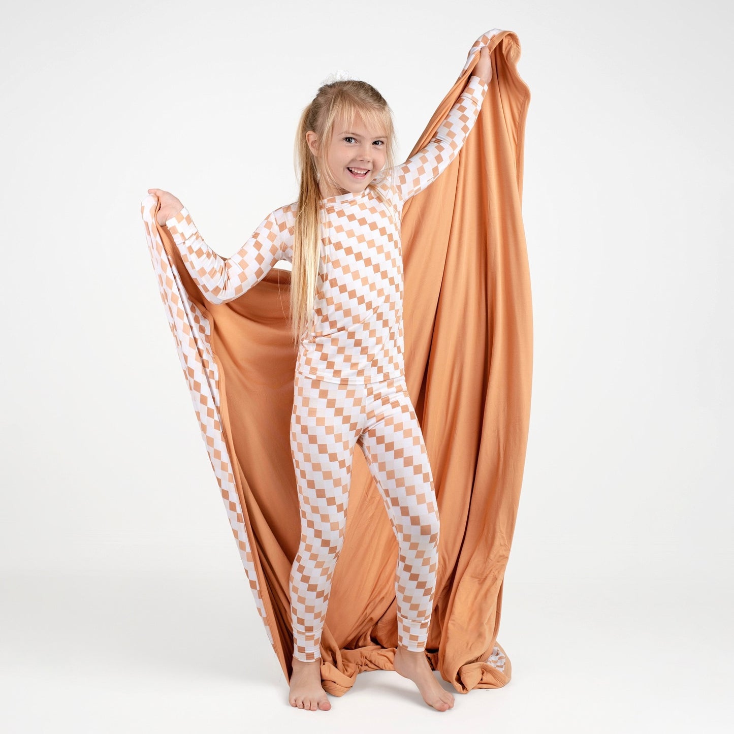 Vanilla Checks Triple Layer Bamboo Blanket