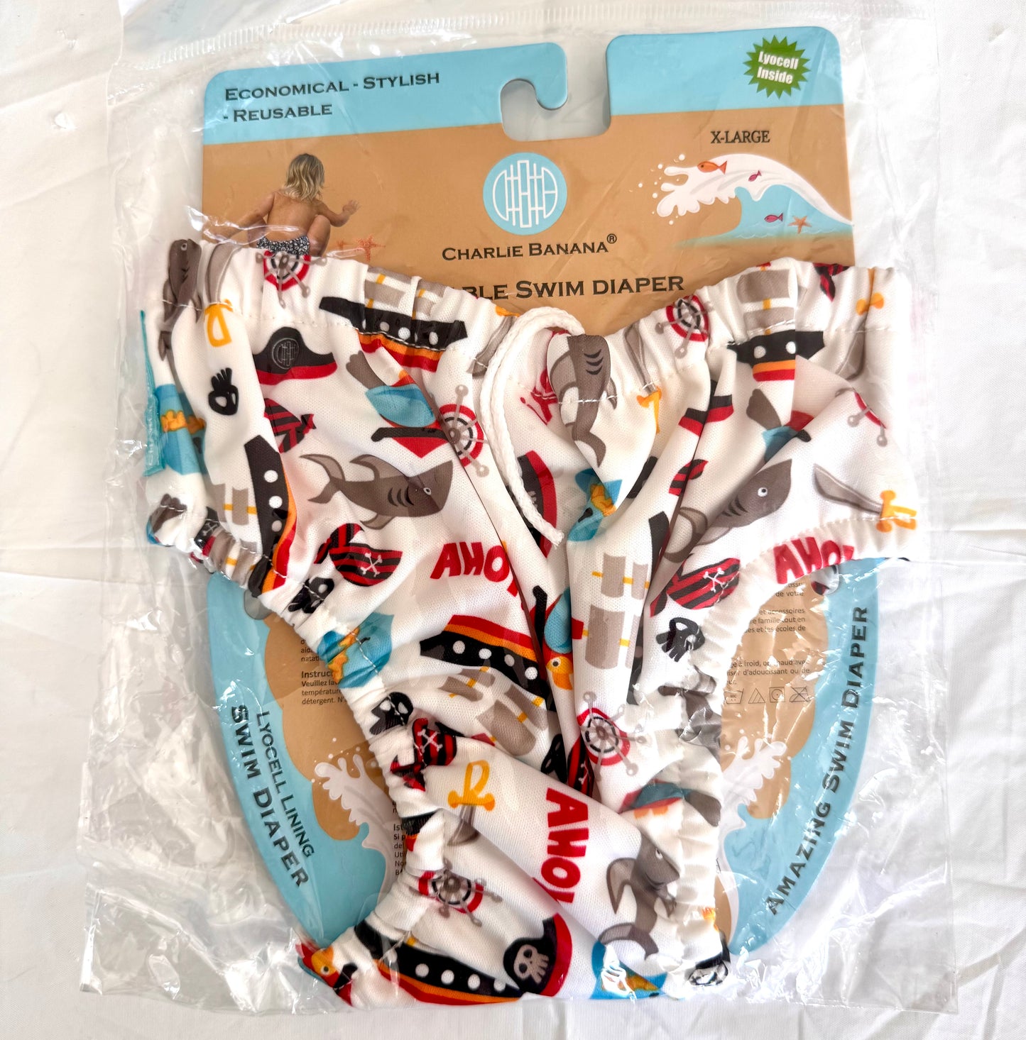 Charlie Banana 1 Reusable Swim Diaper Drawstring AHOY (XL)