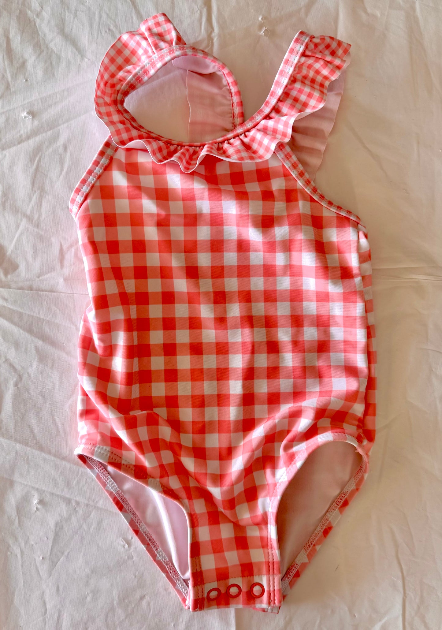 Carters Pink & White Check Swimsuit (12M)