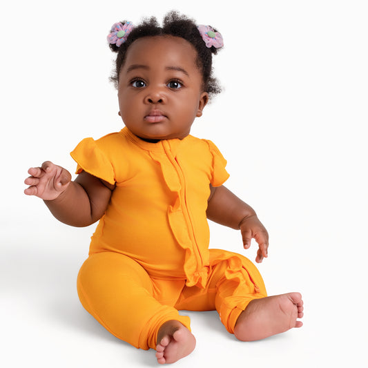 Tangerine Ruffle Romper