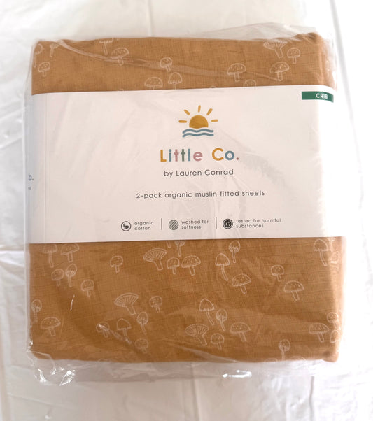 Lauren Conrad 2 pack Organic Muslin Fitted Crib Sheets