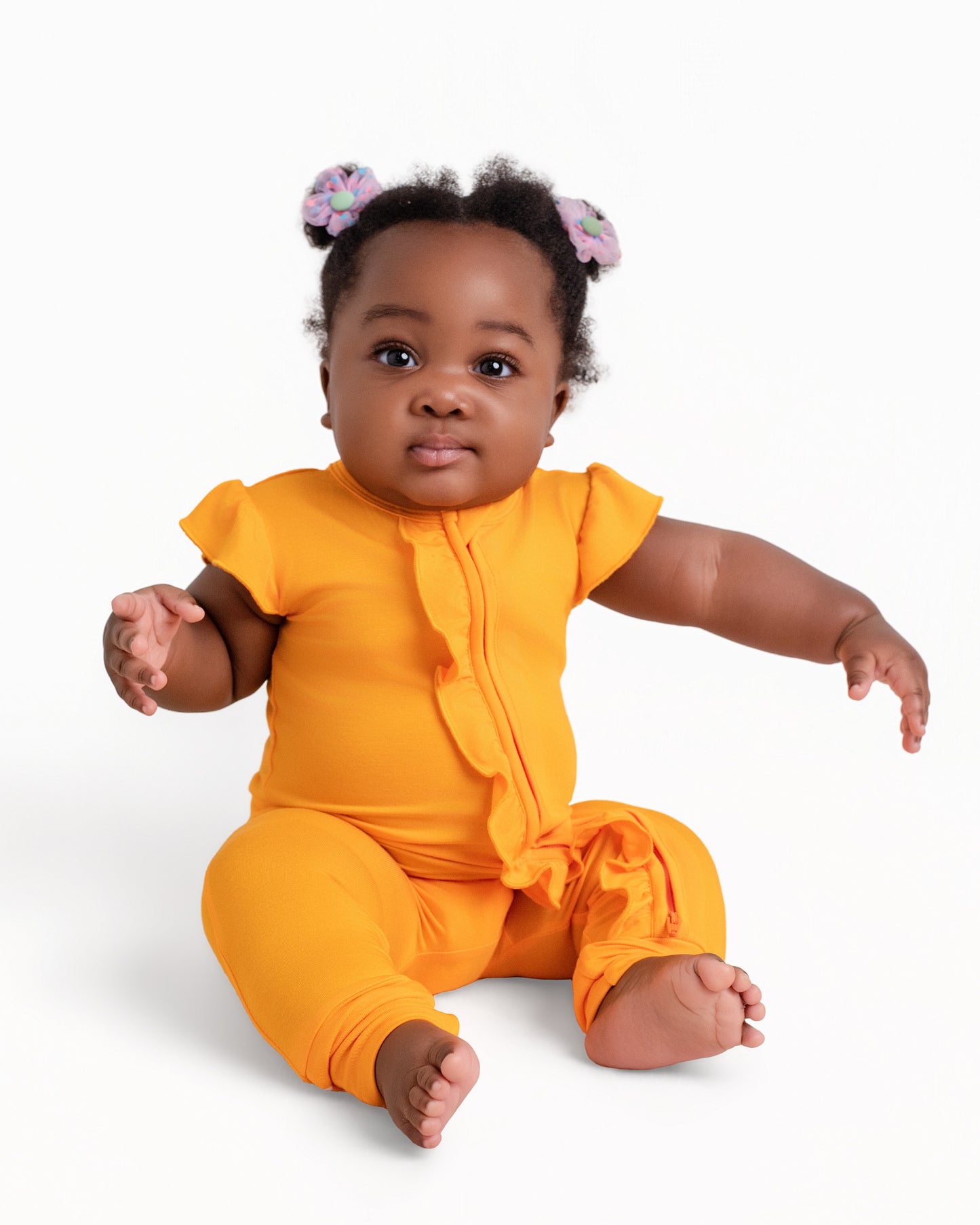 Tangerine Ruffle Romper