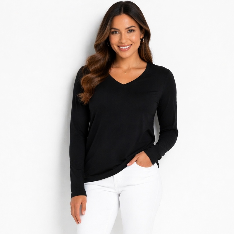 Long Sleeve V Neck Top