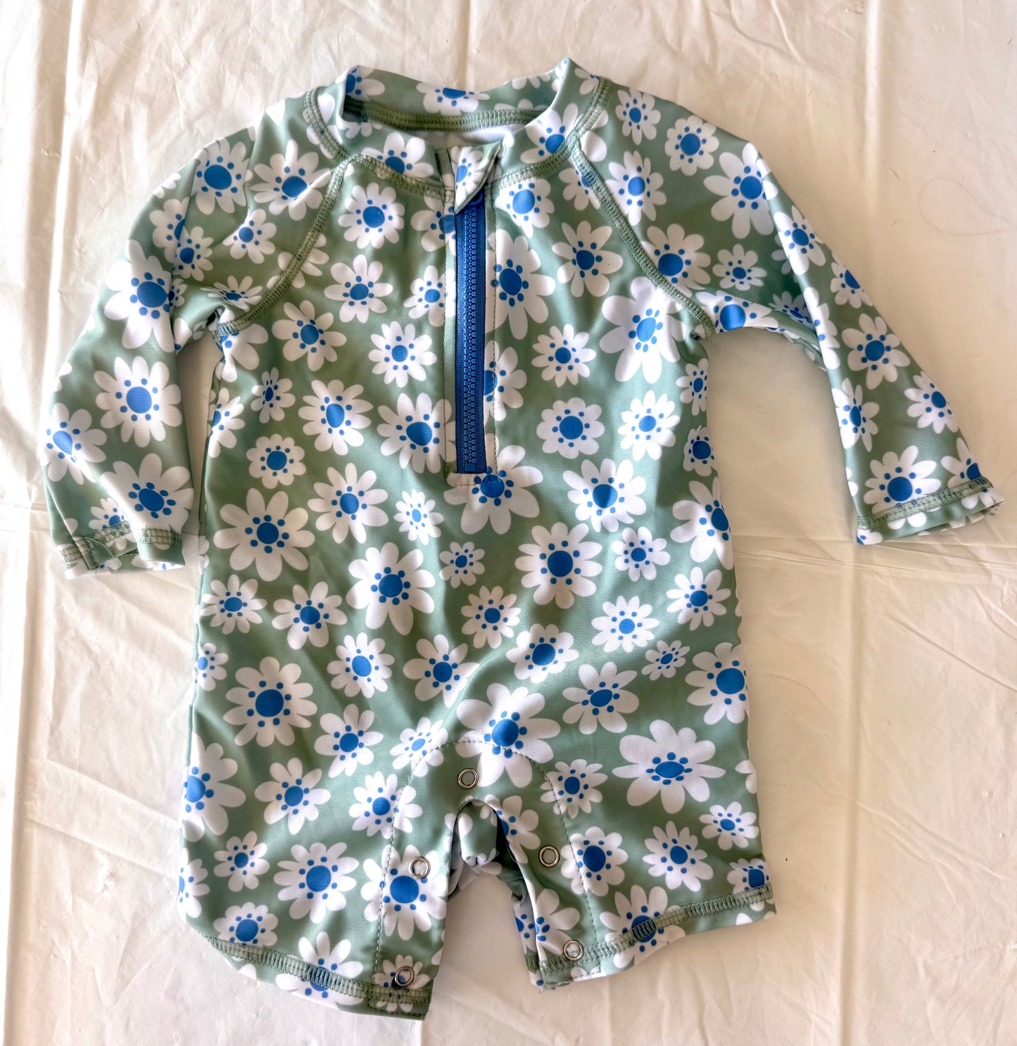 Wonder Nation Green Floral Swimsuit (0-3M)