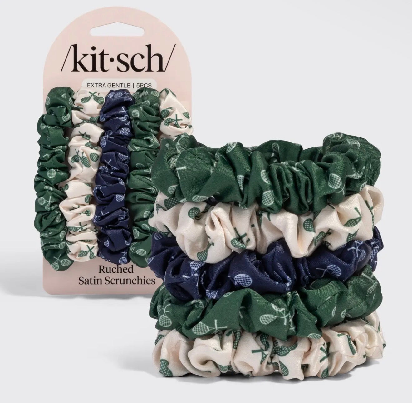 KIT.SCH PETITE SATIN SCRUNCHIES 6PC - TENNIS COURT