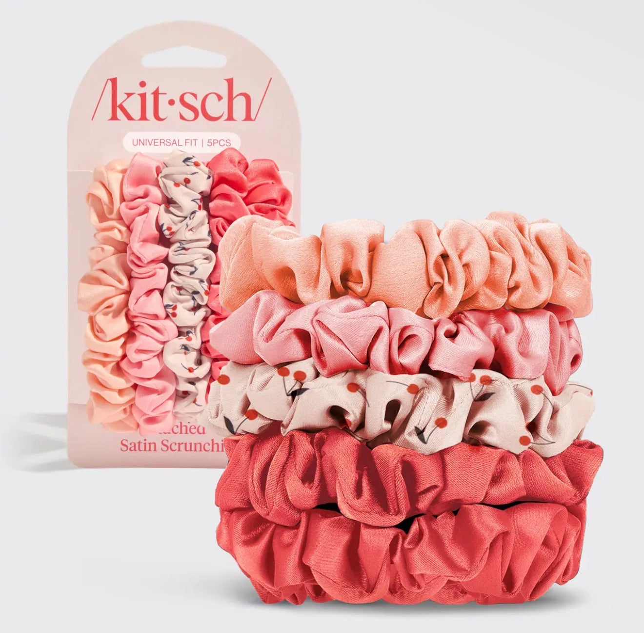 KIT.SCH PETITE SATIN SCRUNCHIES 6PC - CHERRY